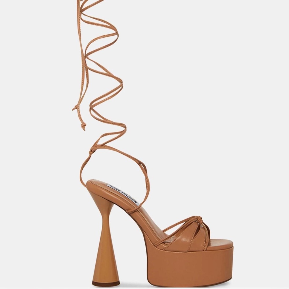 Steve Madden Tan Lace-Up Platform Heels